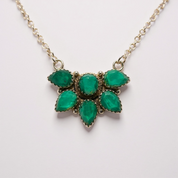 Timeless Sterling Silver Cluster Necklace with Emerald