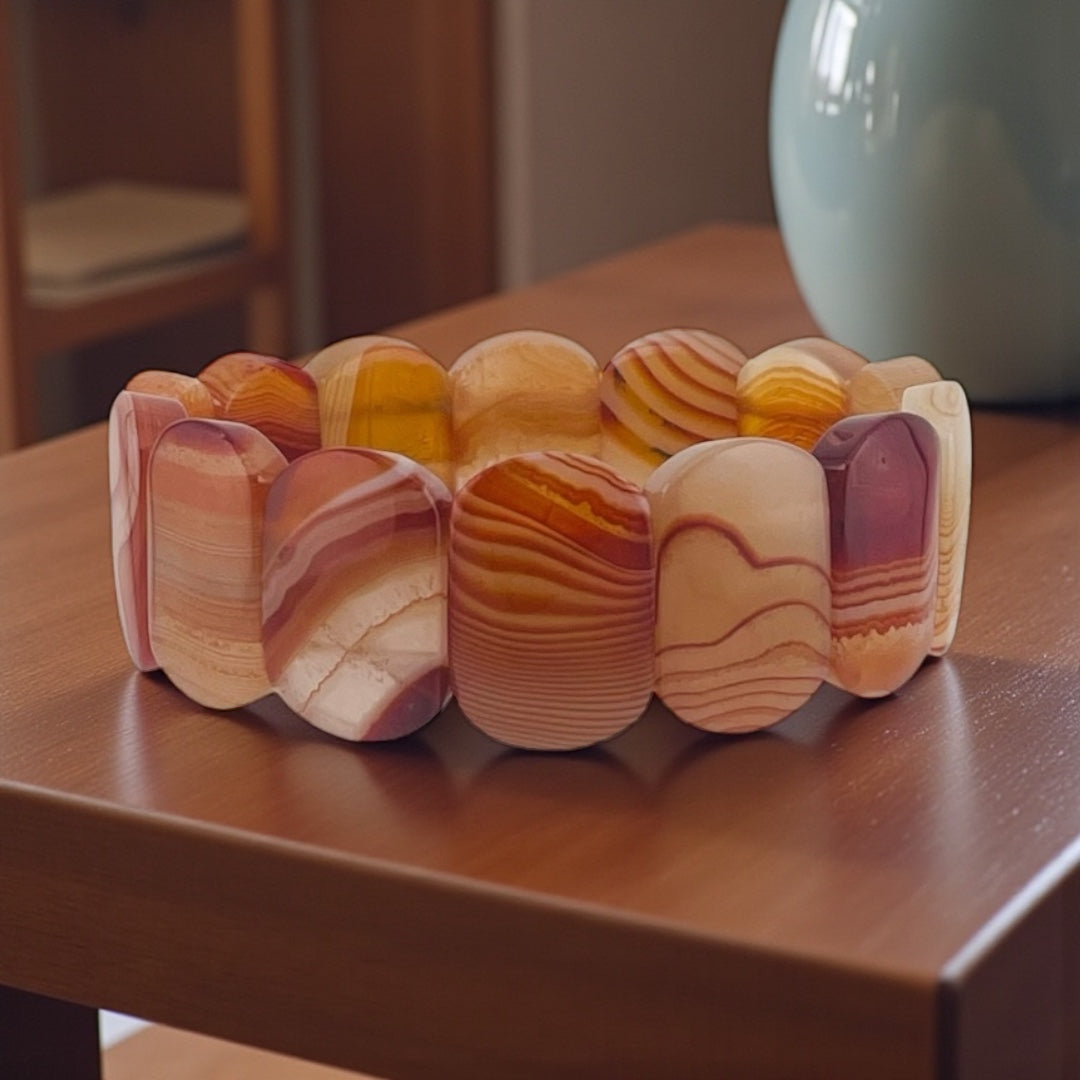 Carnelian Rectangular Bead Stretch Bracelet