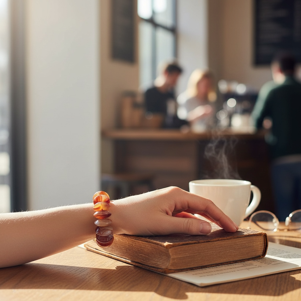 Carnelian Polished Disc Stretch Bracelet