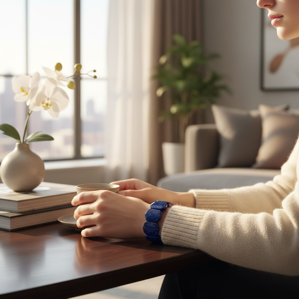 Blue Sandstone Stretch Bracelet