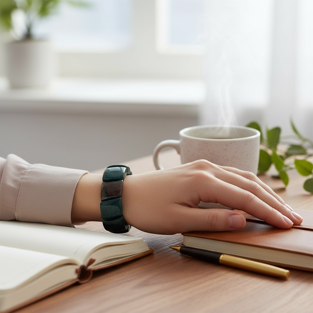 Minimalist Moss Agate Bracelet