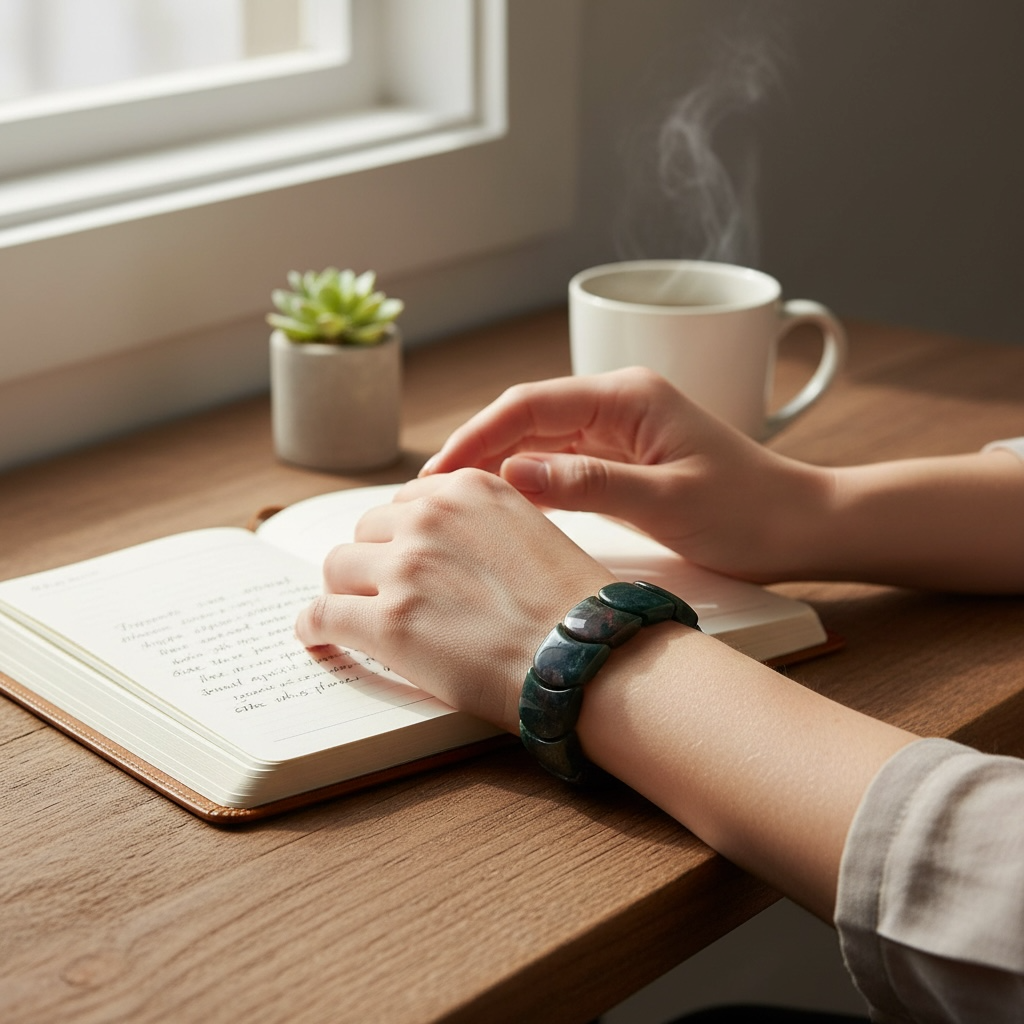 Minimalist Moss Agate Bracelet