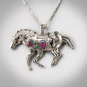 Cotton Candy Horse Pendant Sterling Silver 925 Necklace Western Style