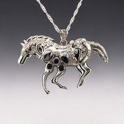 White Buffalo Horse Pendant 925 Sterling Silver Necklace Western Style