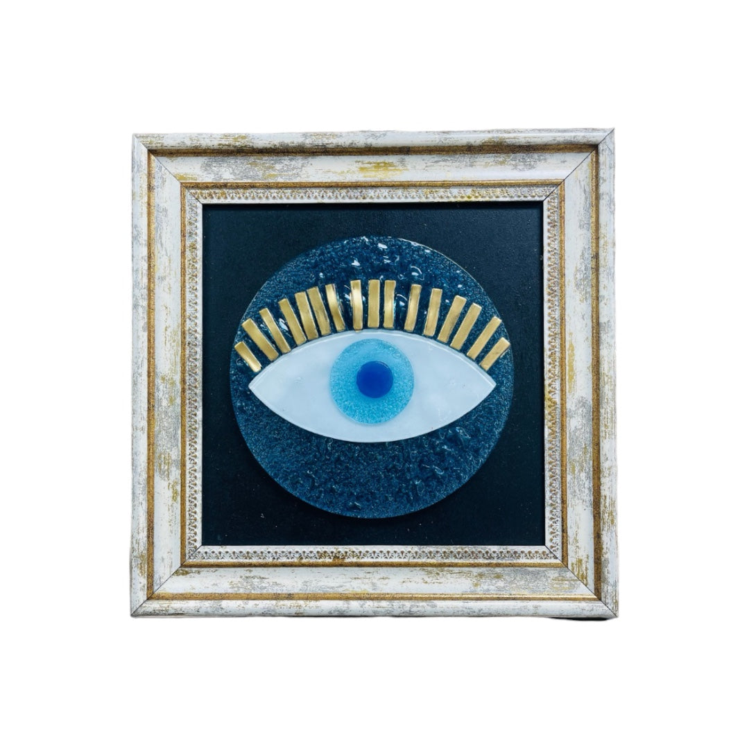 Round Evil Eye, Bubble Glass, Fused Glass, Wall Art, Good Luck Home Decor