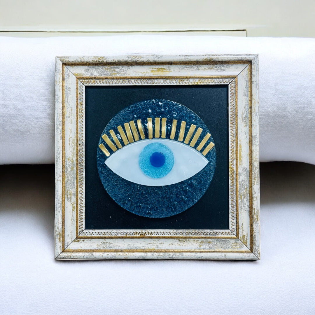 Round Evil Eye, Bubble Glass, Fused Glass, Wall Art, Good Luck Home Decor