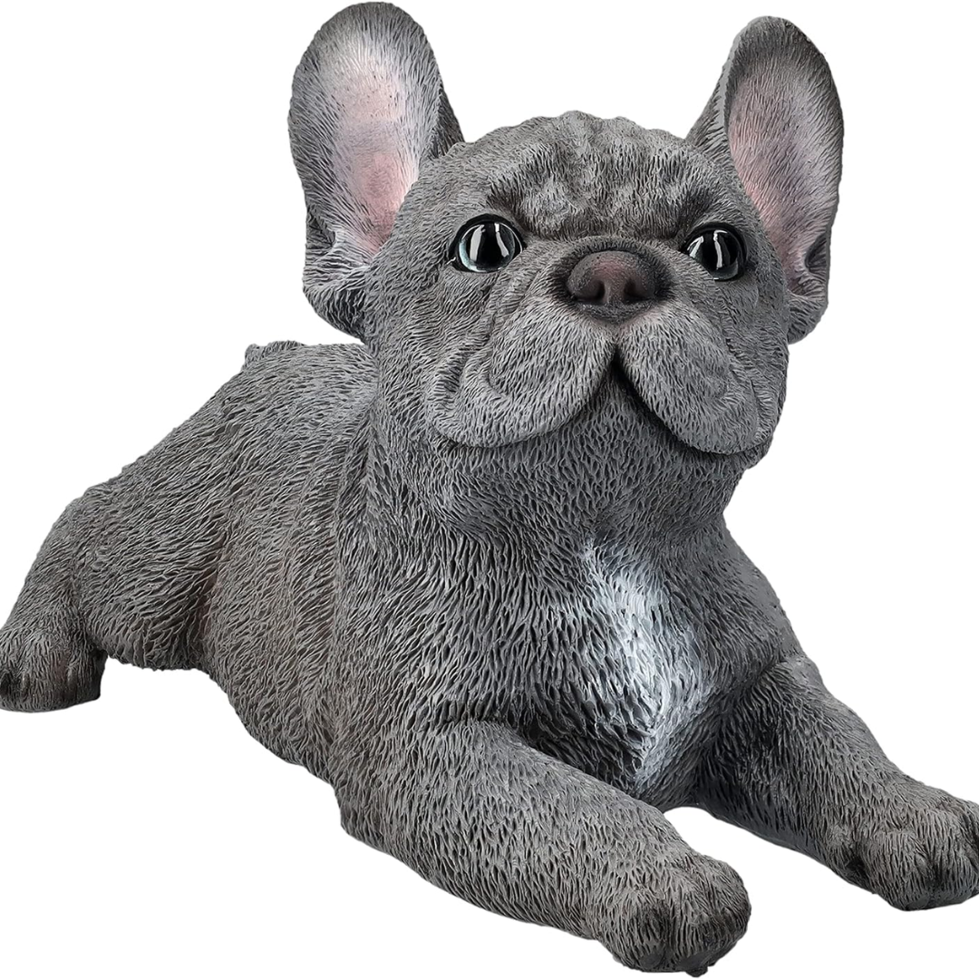 French Bulldog Lying Down Figurine 8 Inch Gray