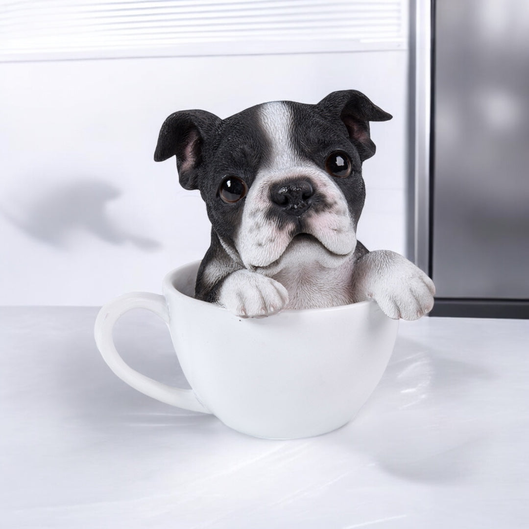 Boston Terrier Teacup Pups Figurine