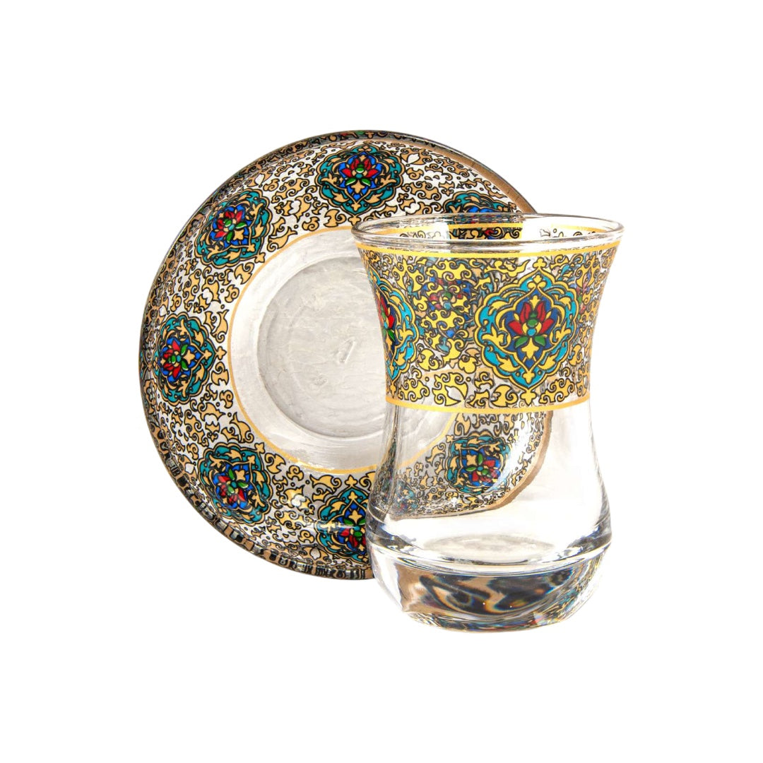 Interactive Turkish Design Tea and Coffee Glass Set – Elegant Cups and Saucers