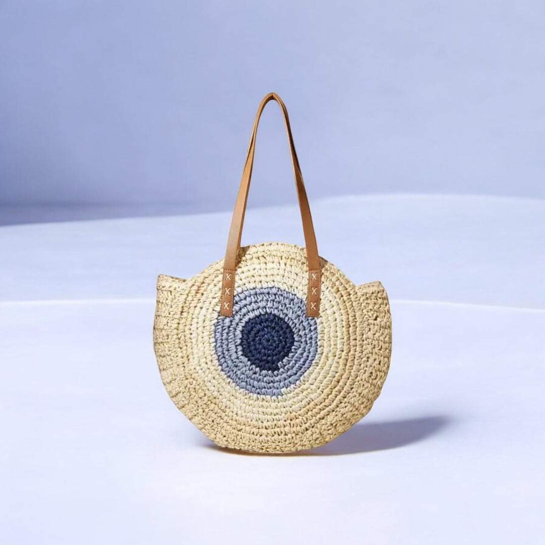 Round Retreat Straw Bag - Casual Chic Handbag for All Seasons