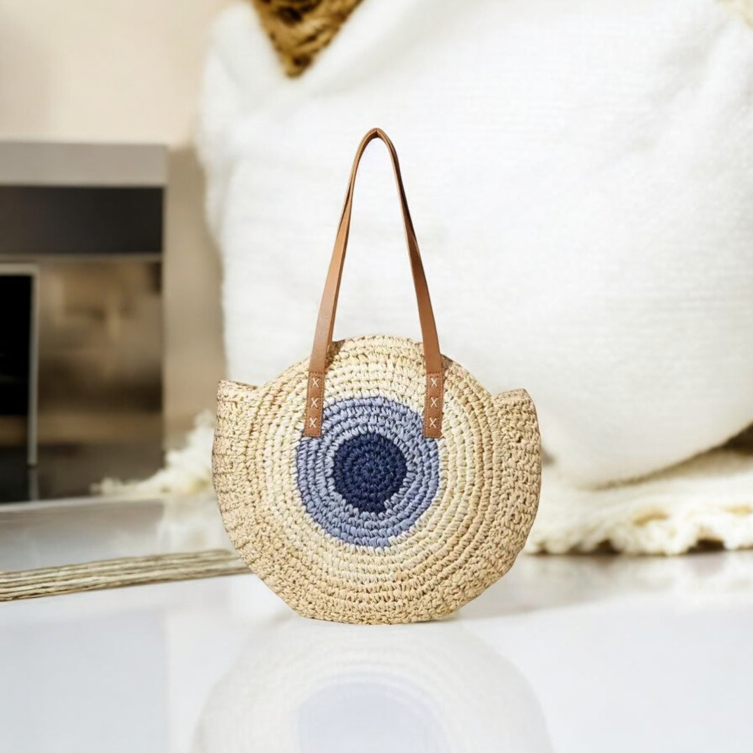 Round Retreat Straw Bag - Casual Chic Handbag for All Seasons