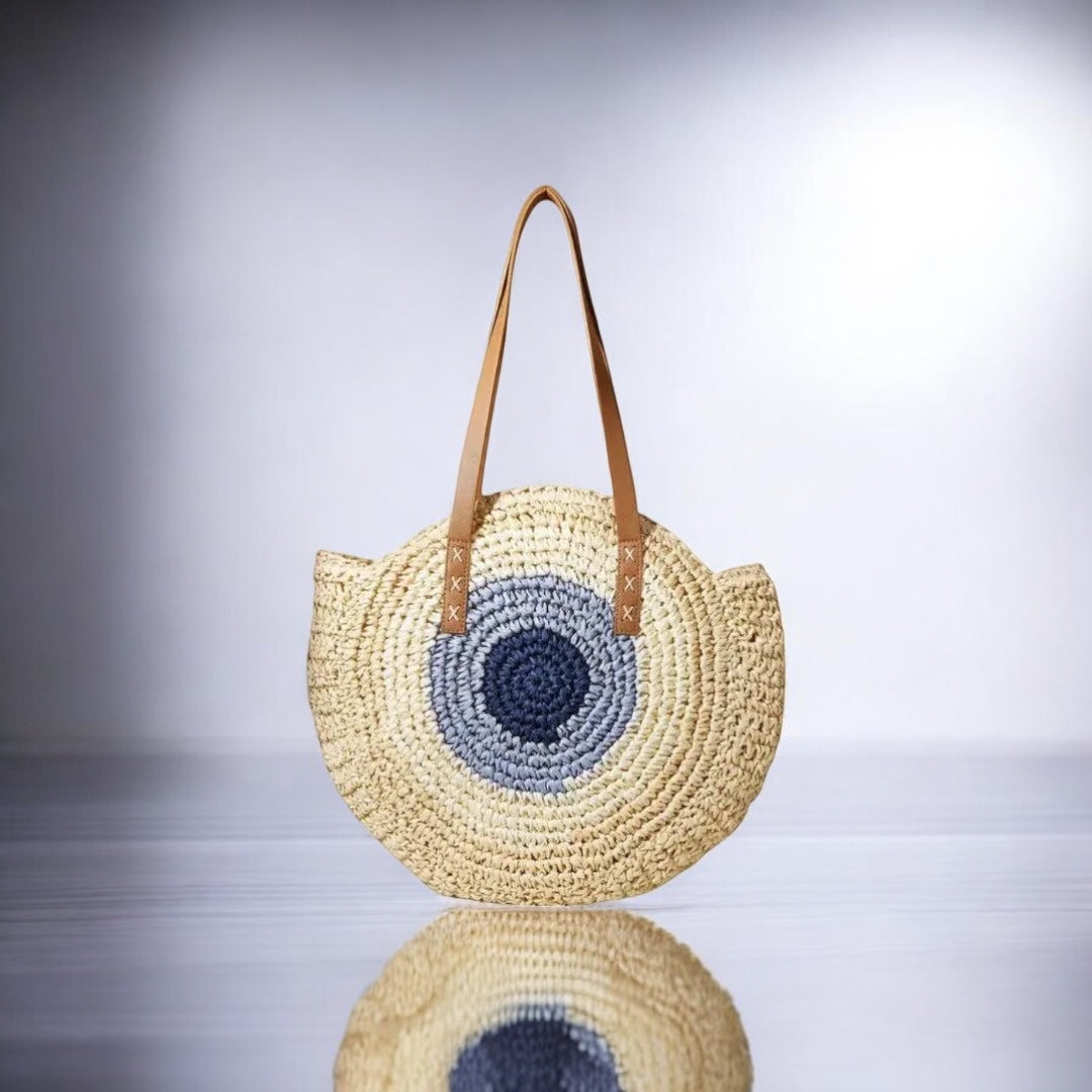 Round Retreat Straw Bag - Casual Chic Handbag for All Seasons