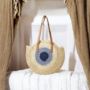 Round Retreat Straw Bag - Casual Chic Handbag for All Seasons