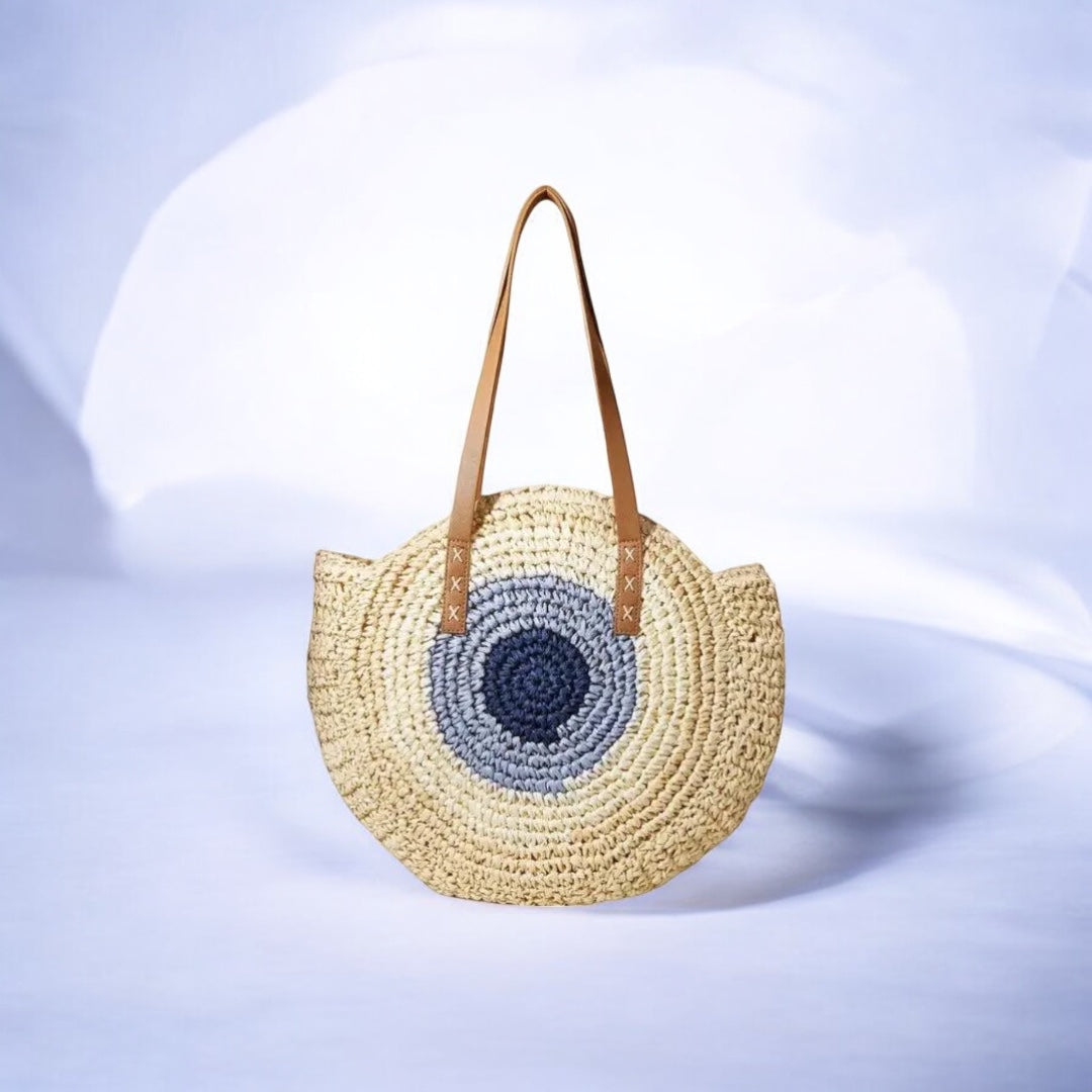 Round Retreat Straw Bag - Casual Chic Handbag for All Seasons