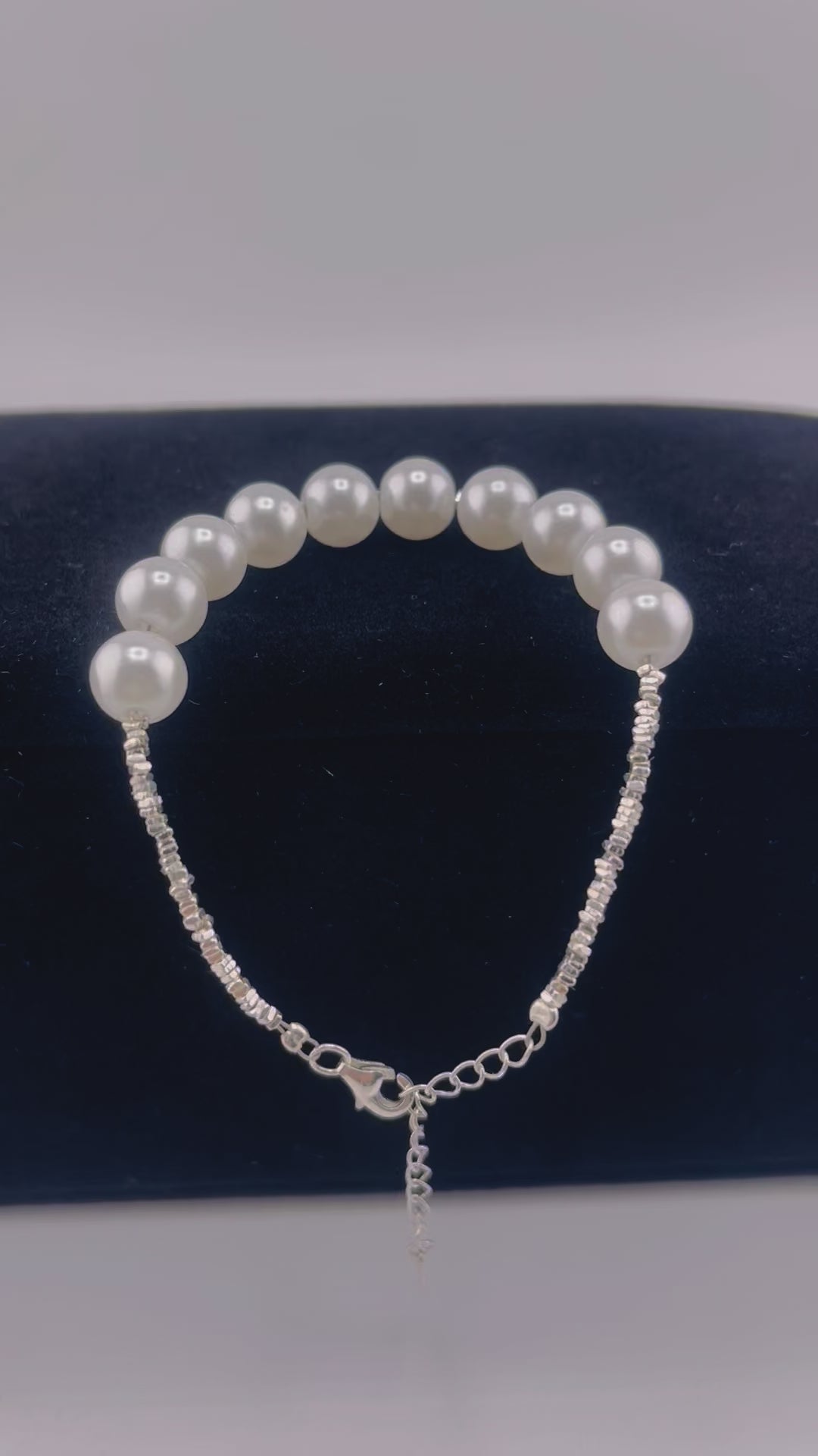 Elegant Sterling Silver Beaded Bracelet with White Pearls - Timeless and Versatile Jewelry Gift