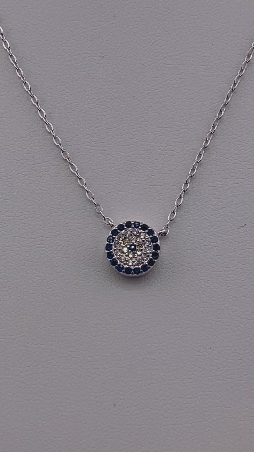 Evil eye, Sterling Silver Jewelry, Round Pendant Necklace , Zirconia Pendant, Unique Gift for Her