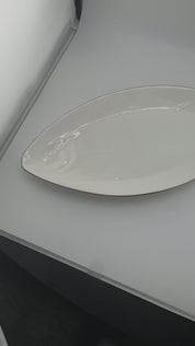 White, Gold Trim, Fish Plate, Elegant, Perfect for Party Occasions