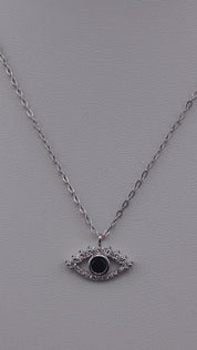 Dark Blue, Evil Eye, Zircon, Sterling Silver, Pendant Necklace, Birthday Gift