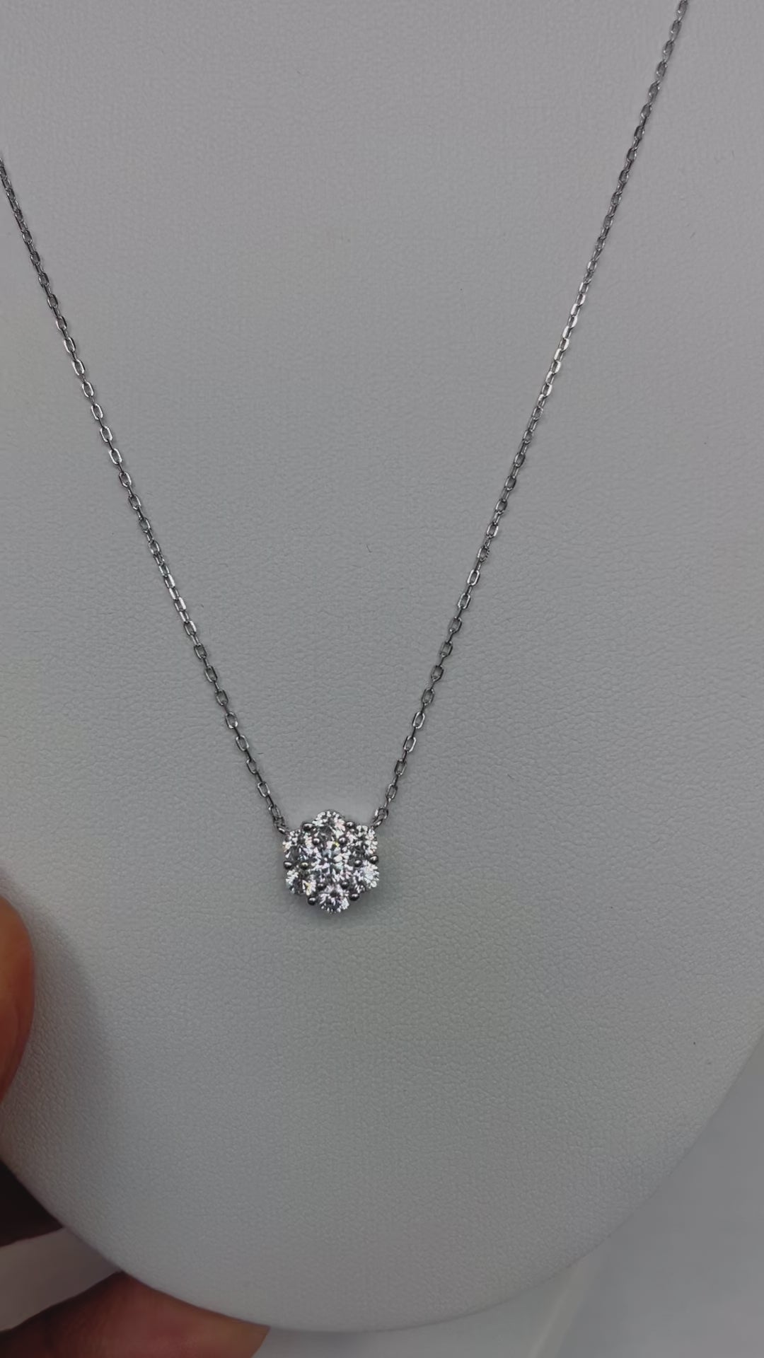 Exquisite Flower Cluster Zircon Sterling Silver Pendant Necklace, Elegant Floral Jewelry Gift