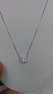 Exquisite Flower Cluster Zircon Sterling Silver Pendant Necklace, Elegant Floral Jewelry Gift