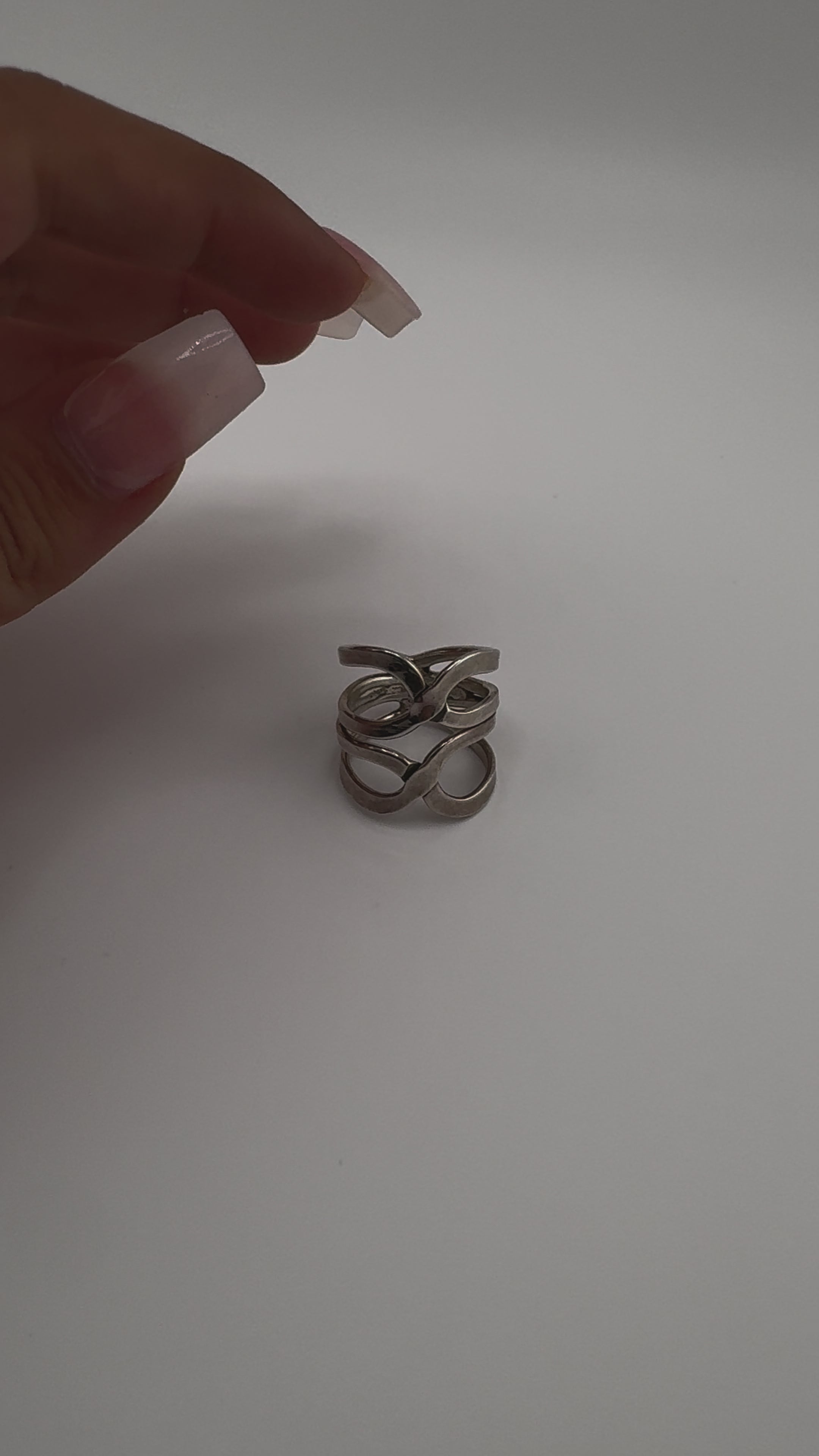 Sterling Silver Double Infinity Ring, Boho, Modernist Style, Eternal Love, Unique Design, Gift for Her, Fashion Accessory