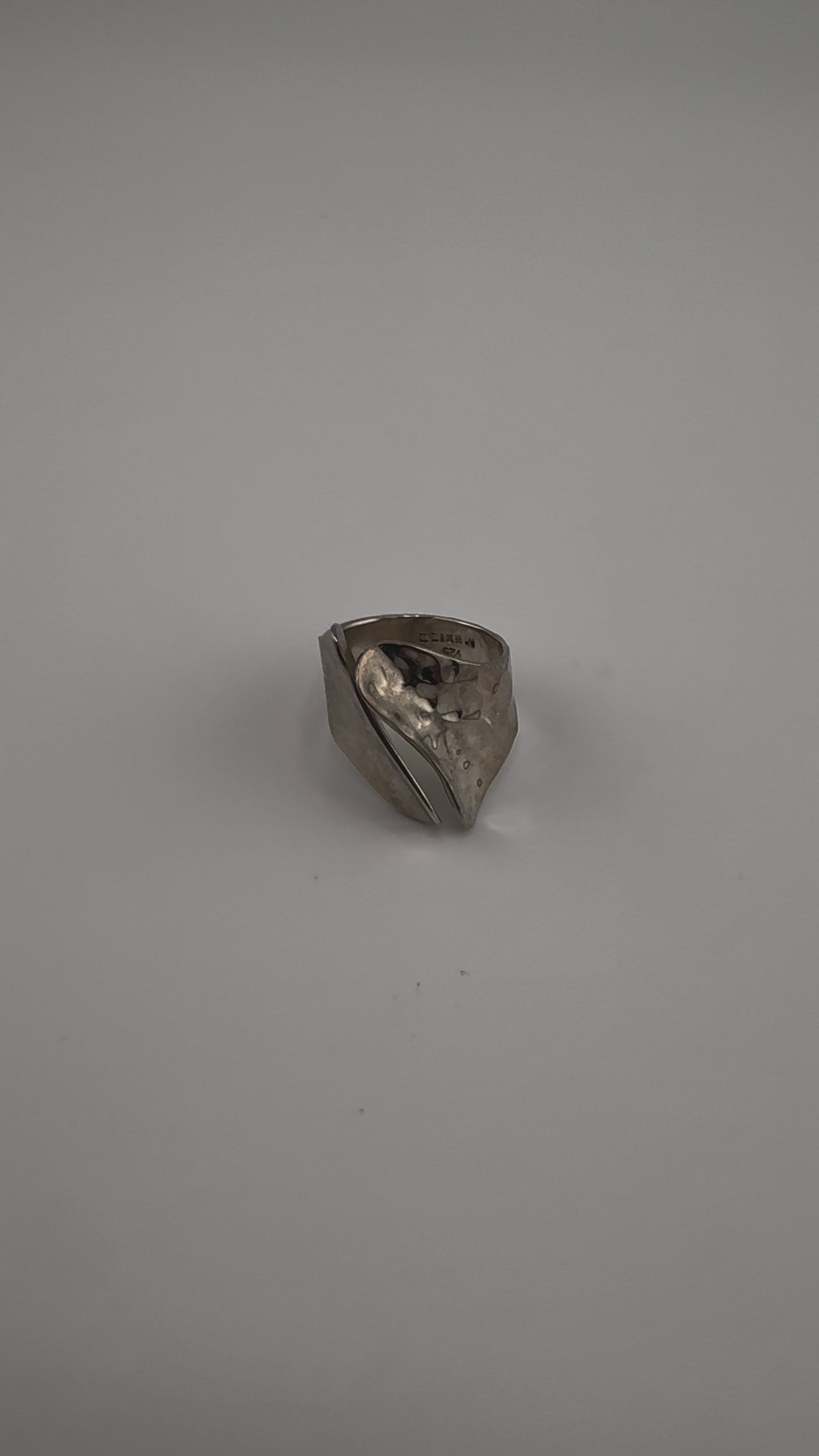 Sterling Silver, Ring, Smooth, Hammered Finish, Open, Modernist Style, Timeless