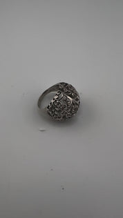 Sterling Silver, Ring, Floral, Dome, Modernist Style, Perfect Gift, Vintage Style, Boho, Gift