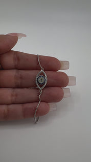 Sterling Silver, Zircon, Evil Eye, Bracelet, Bolo Tie, Protection Jewelry, Talisman