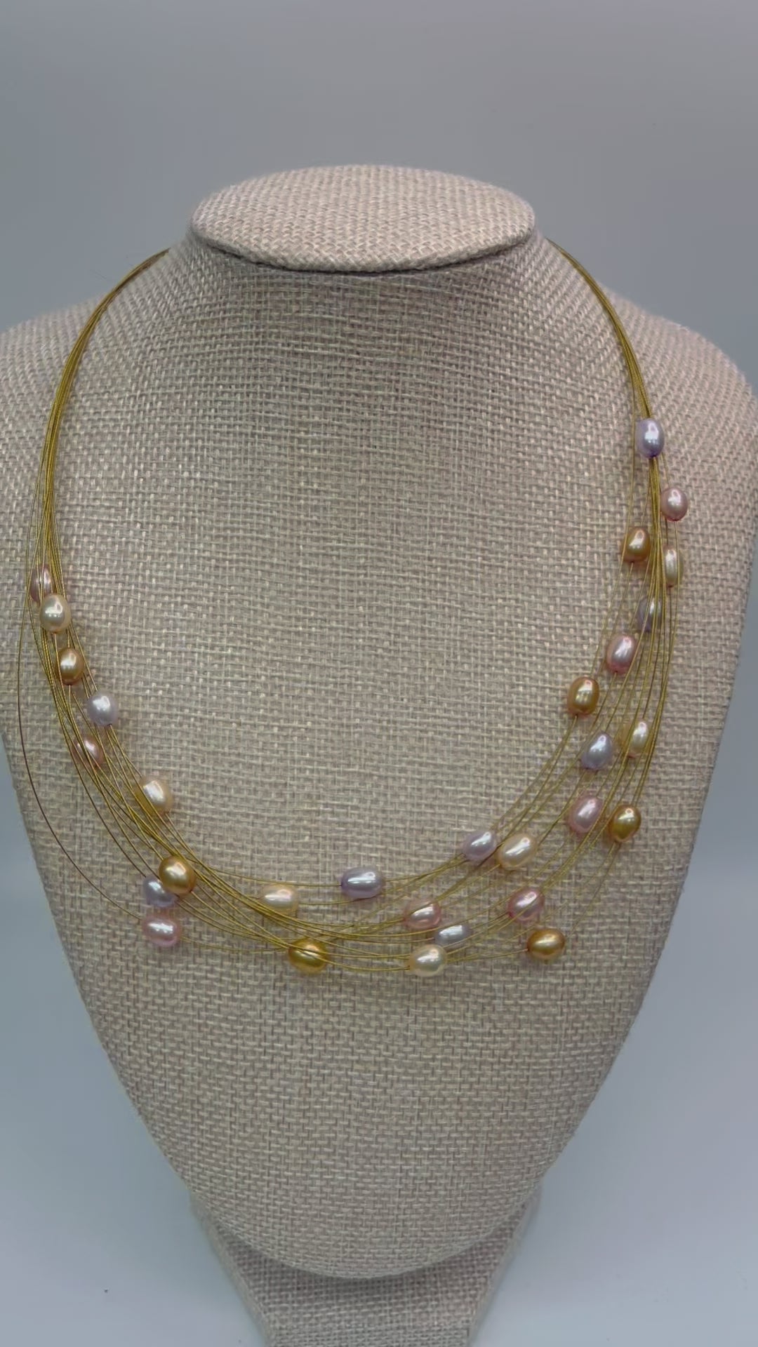 Honora Freshwater Pearl Multi Strand Gold Copper Toned Wire Necklace