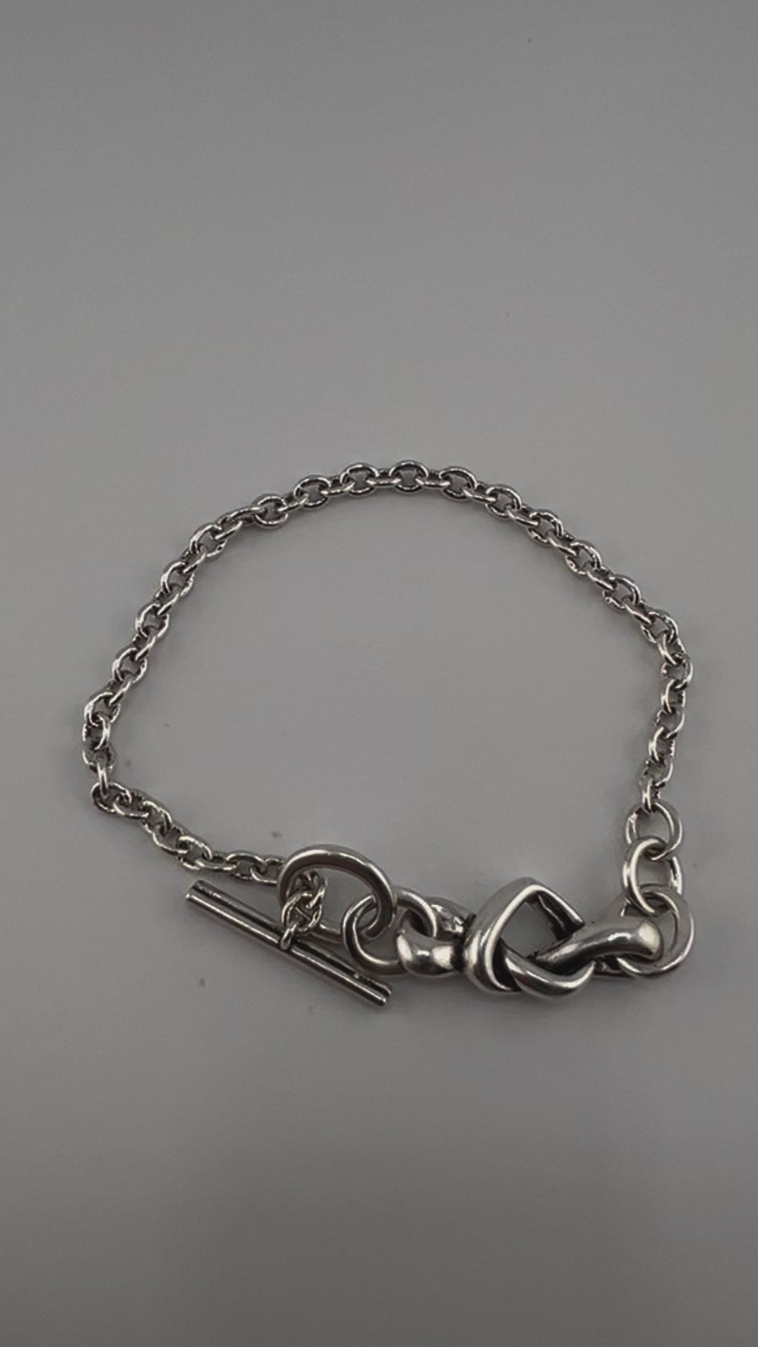 Sterling Silver, Chain Link, Bracelet, Knotted Heart, Gift for Her, Perfect Gift