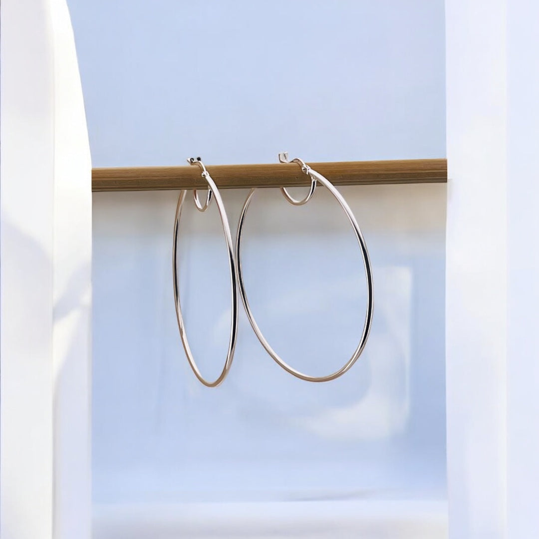 Sterling Silver Hoop Earrings, Elegant Silver Hoops, Timeless Round Hoop Earrings, Gift for Her