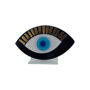 Evil Eye, Tabletop Fused Glass, Black Evil Eye With Gold Lashes, Protection Gift for All