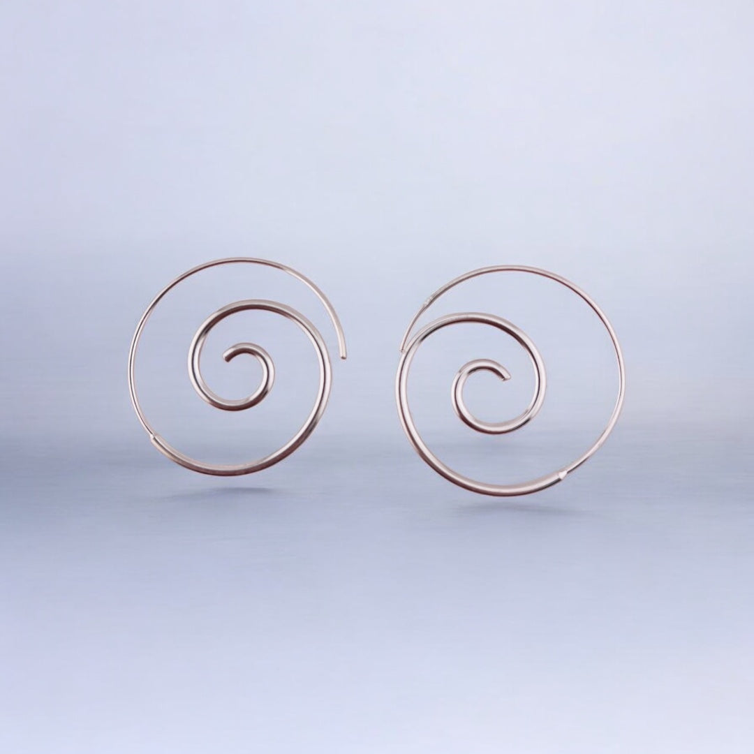 Spiral Hoop Earrings, Sterling Silver,  Elegant Spiral Earrings, Great Gift for Women and Men