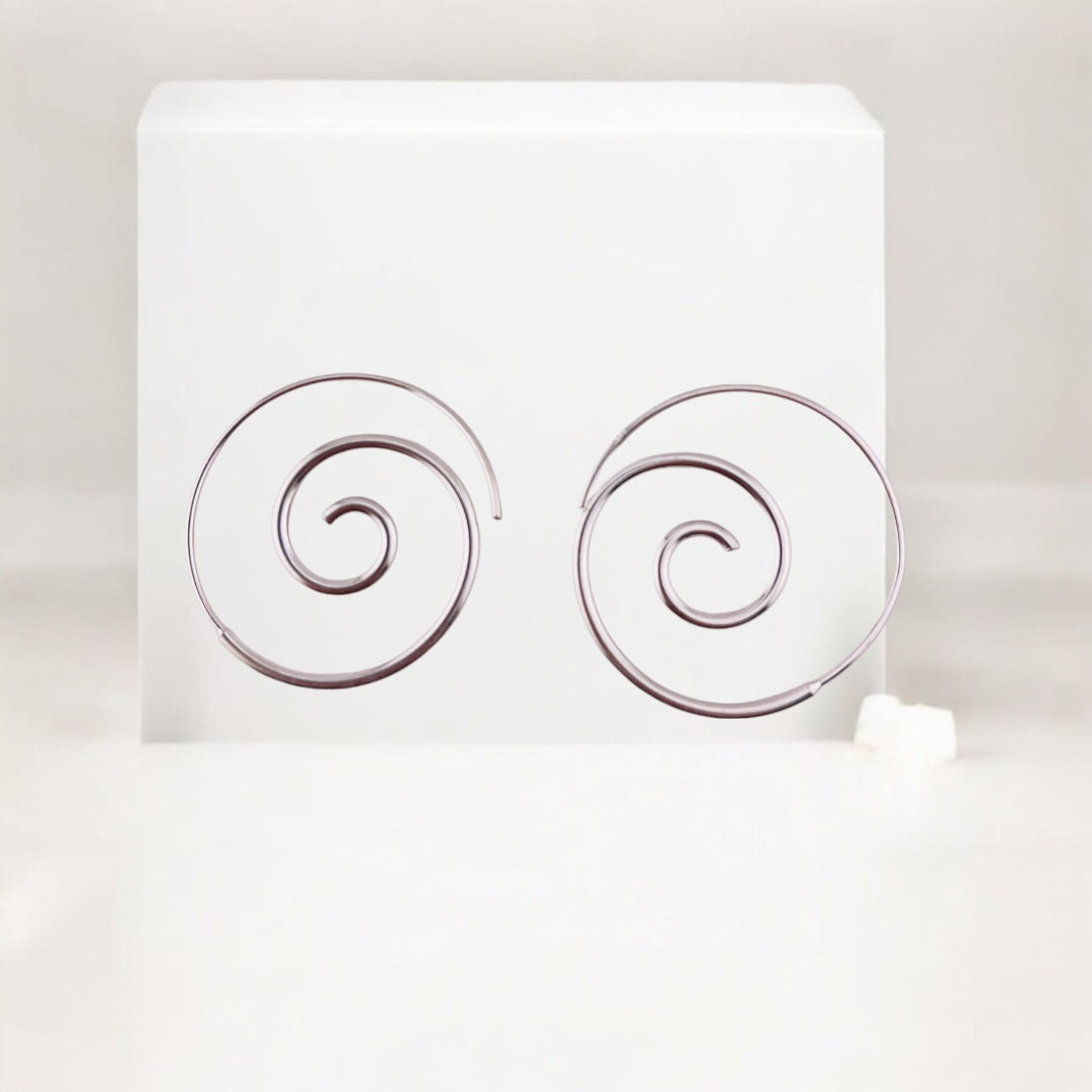 Spiral Hoop Earrings, Sterling Silver,  Elegant Spiral Earrings, Great Gift for Women and Men