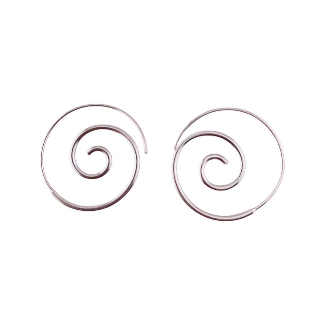 Spiral Hoop Earrings, Sterling Silver,  Elegant Spiral Earrings, Great Gift for Women and Men