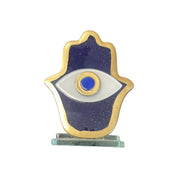 Hamsa, Evil Eye, Fused Glass, Gold Trim White Hamsa, Handcrafted, Table Accent Gift