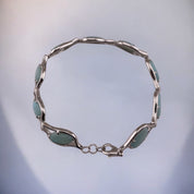 Bracelet Larimar Gemstones, Sterling Silver Chain Bracelet, Elegant Sterling Silver Jewelry Gift