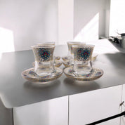 Interactive Turkish Design Tea and Coffee Glass Set – Elegant Cups and Saucers