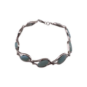 Bracelet Larimar Gemstones, Sterling Silver Chain Bracelet, Elegant Sterling Silver Jewelry Gift