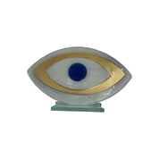 Evil Eye, Tabletop Fused Glass, White and Gold, Evil Eye Home Decor