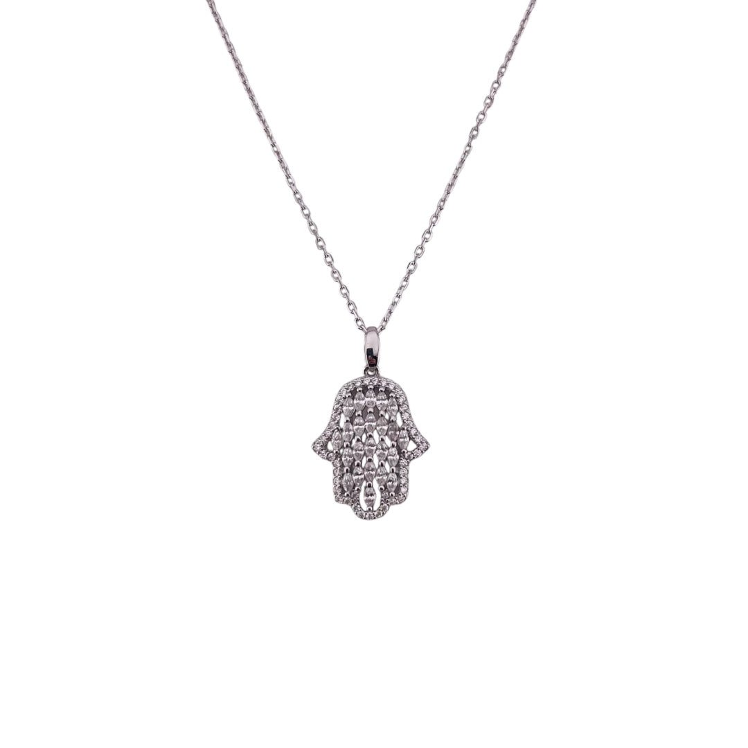 Hamsa, Sterling Silver, Pendant Necklace, Stunning Spiritual Protection Gift, Good Luck Jewelry