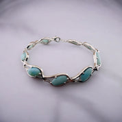 Bracelet Larimar Gemstones, Sterling Silver Chain Bracelet, Elegant Sterling Silver Jewelry Gift