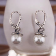 Freshwater Pearl Earrings, Zirconia Halo, Sterling Silver Earrings, Elegant Swaying Earrings, Jewelry Gift