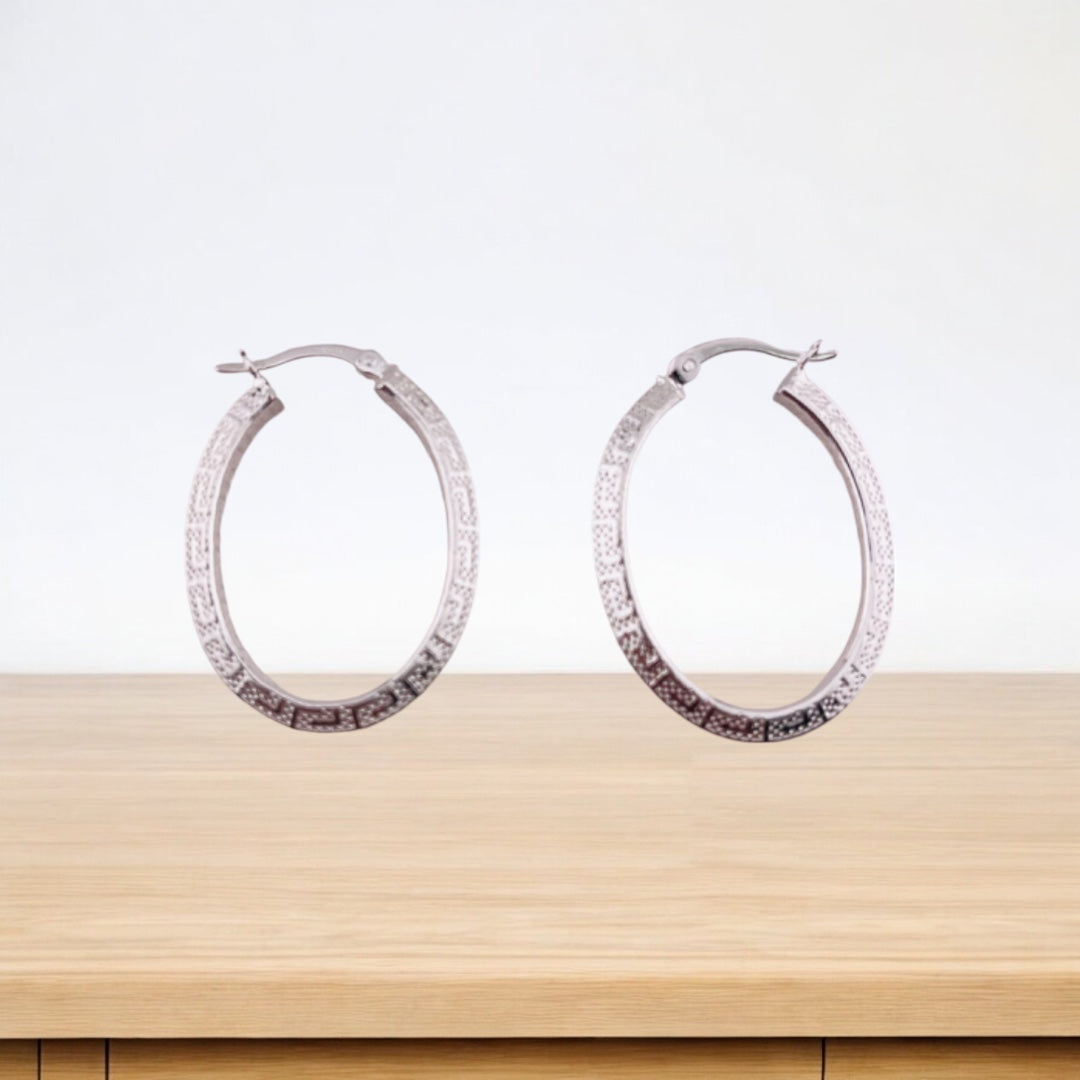 Sterling Silver, Oval Earrings, Textured Finish, Ideal for casual and formal occasions