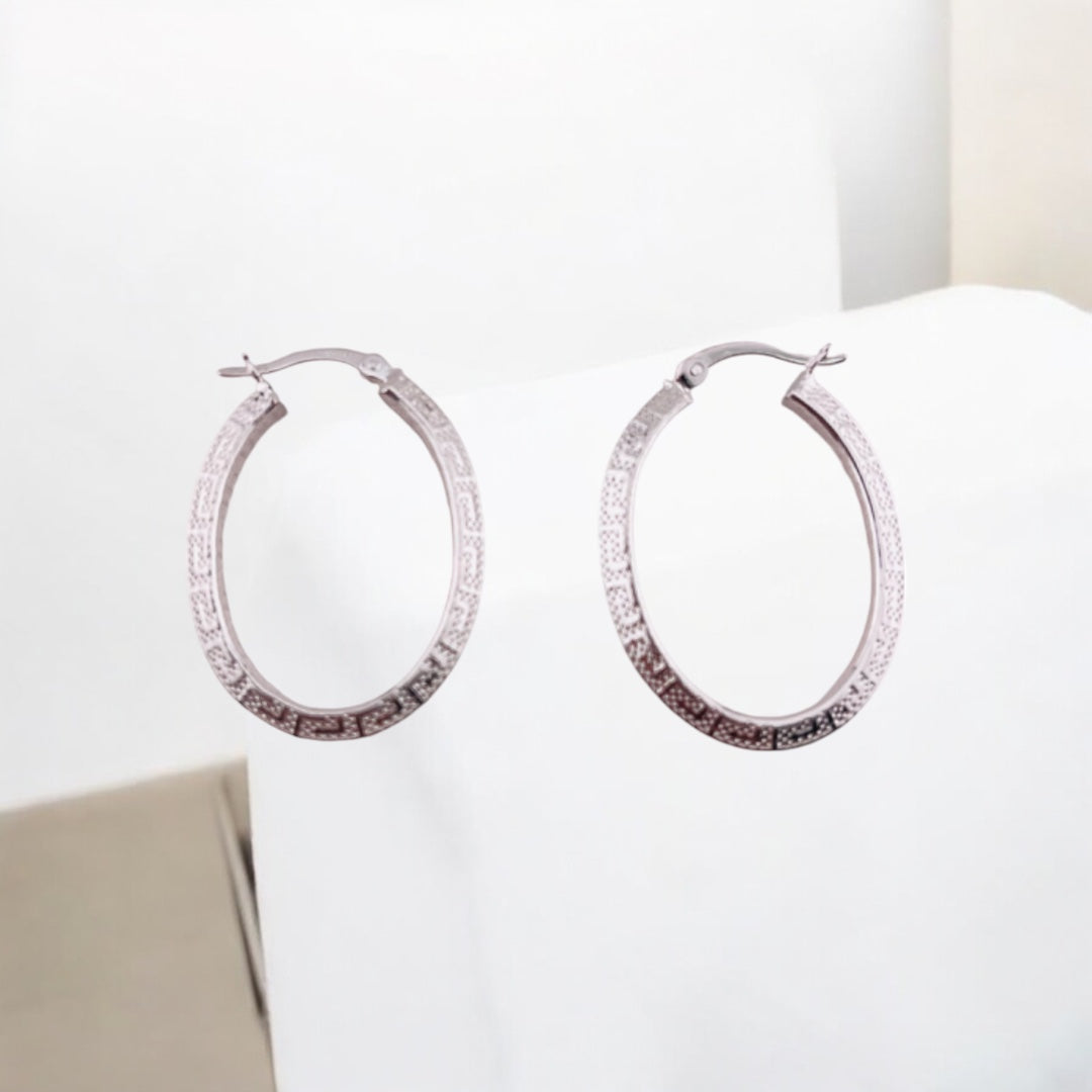 Sterling Silver, Oval Earrings, Textured Finish, Ideal for casual and formal occasions